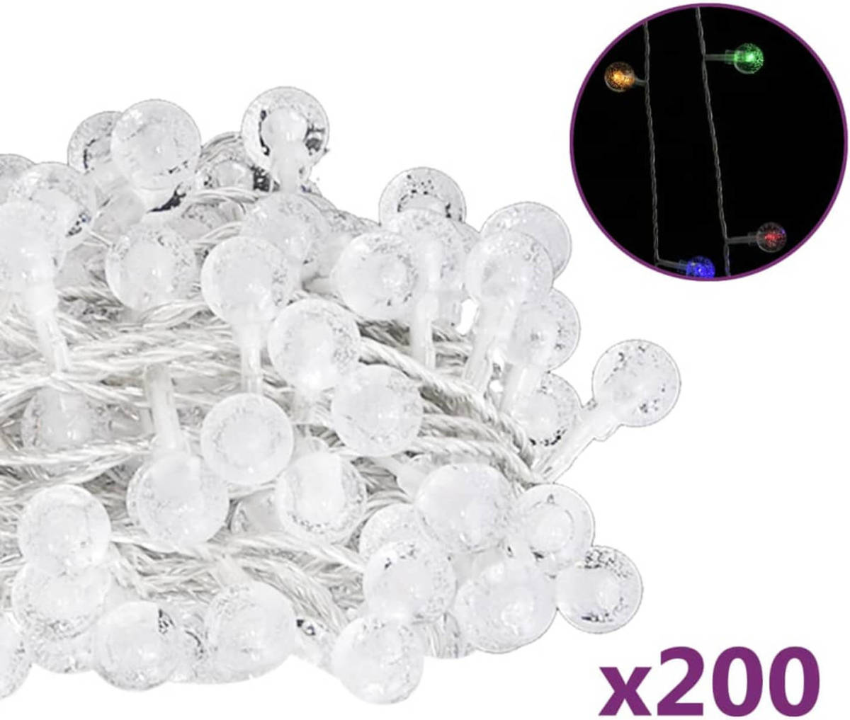 VidaXL Lichtsnoer met 200 LED's 8 functies meerkleurig 20 m