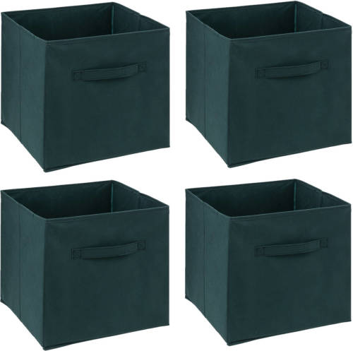 5five Opbergmand - 4x - 29 liter - emerald groen - 31 x 31 x 31 cm - Opbergmanden