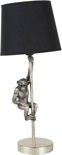 HAES deco - Tafellamp - City Jungle - Klimmende Aap, Ø 20x49 cm - Zilverkleurig / Zwart - Bureaulamp, Sfeerlamp