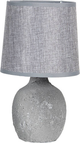 HAES deco - Tafellamp - Natural Cosy - Grijze Keramieke Lamp, Ø 15x26 cm - Bureaulamp, Sfeerlamp, Nachtlampje