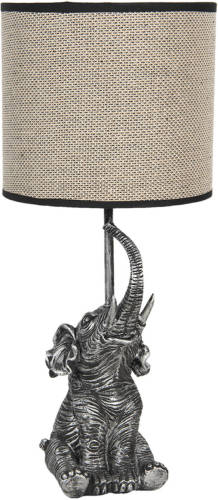 HAES deco - Tafellamp - City Jungle - Olifant Lamp, Ø 20x45 cm - Beige/Grijs - Bureaulamp, Sfeerlamp, Nachtlampje