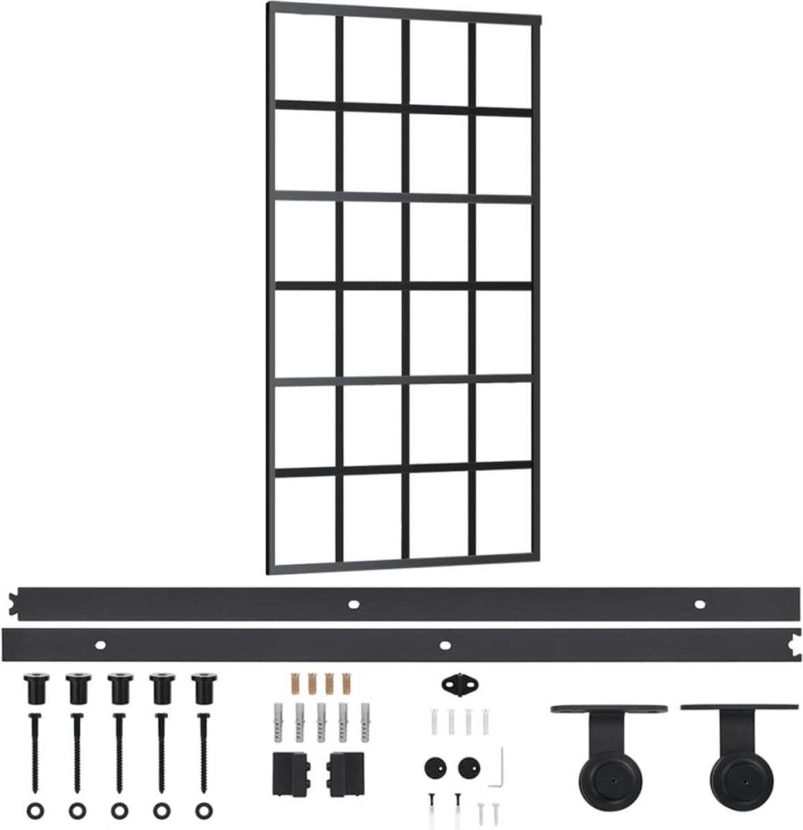 VidaXL Schuifdeur met beslag 102x205 cm aluminium en ESG-glas