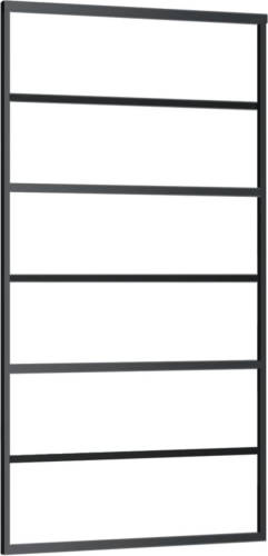 VidaXL Schuifdeur 102x205 cm ESG-glas en aluminium zwart