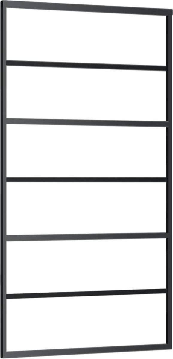 VidaXL Schuifdeur 102x205 cm ESG-glas en aluminium zwart