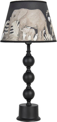 HAES deco - Tafellamp - City Jungle - Olifanten bedrukte Lamp, Ø 27x57 cm - Bureaulamp, Sfeerlamp, Nachtlampje