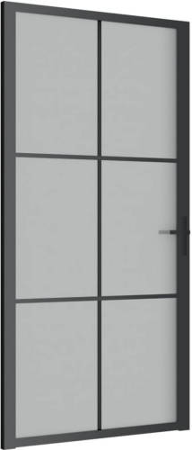 VidaXL Binnendeur 102,5x201,5 cm matglas en aluminium zwart
