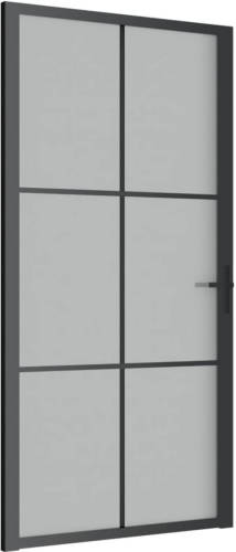 VidaXL Binnendeur 102,5x201,5 cm matglas en aluminium zwart