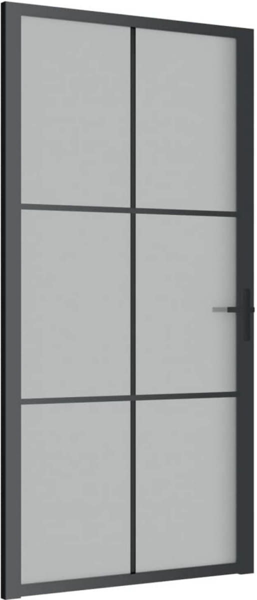 VidaXL Binnendeur 102,5x201,5 cm matglas en aluminium zwart