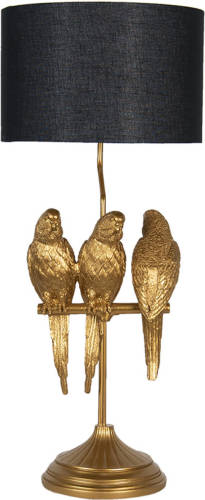 HAES deco - Tafellamp - City Jungle - Goudkleurige Papagaaien Lamp, Ø 33x79 cm - Bureaulamp, Sfeerlamp