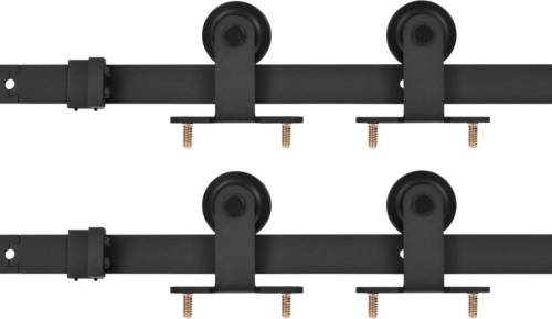 VidaXL Hardwaresets voor schuifdeuren 2 st 200 cm staal zwart