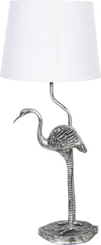 HAES deco - Tafellamp - City Jungle - Zilverkleurige Vogel, Ø 25x58 cm - Bureaulamp, Sfeerlamp, Nachtlampje