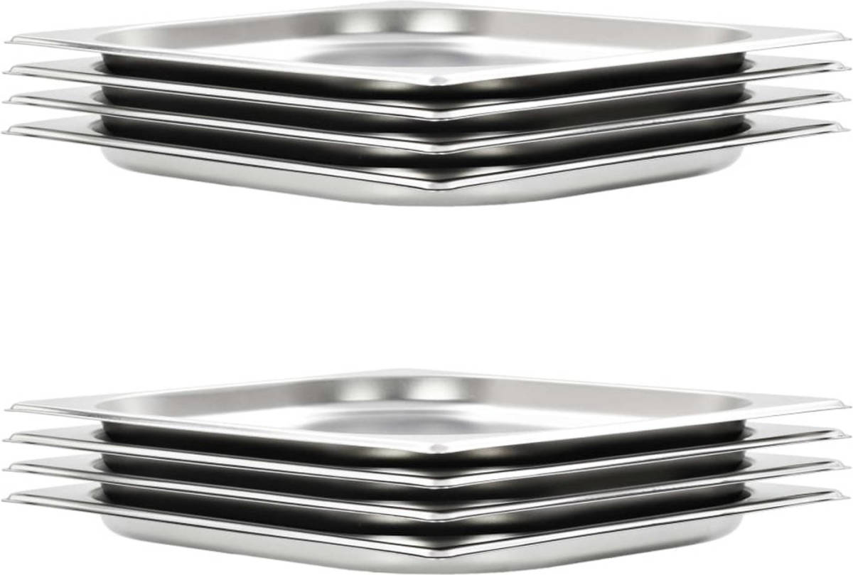 VidaXL Gastronormbakken 8 st GN 1/2 20 mm roestvrij staal