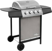 VidaXL Gasbarbecue met 4 branders zwart en zilverkleurig