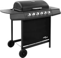 VidaXL Gasbarbecue met 6 branders zwart