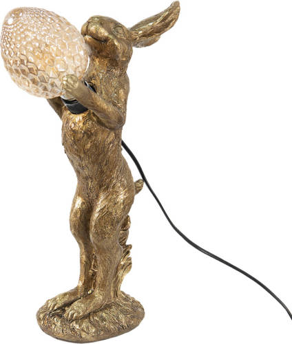 HAES deco - Tafellamp - City Jungle - Goudkleurig Konijn, 12x24x41 cm - Bureaulamp, Sfeerlamp, Nachtlampje