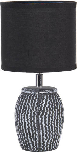HAES deco - Tafellamp - Modern Chic - Stijlvolle Lamp, Ø 15x26 cm - Grijs/Wit - Bureaulamp, Sfeerlamp, Nachtlampje