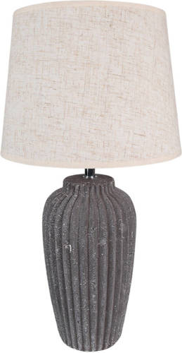HAES deco - Tafellamp - Natural Cosy - Keramieke Lamp, Ø 24x45 cm - Grijs/Beige - Bureaulamp, Sfeerlamp, Nachtlampje