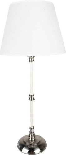 HAES deco - Tafellamp - Loving Chic - Zilverkleurige Vintage Lamp, Ø 18x44 cm - Bureaulamp, Sfeerlamp, Nachtlampje