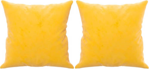 VidaXL Sierkussens 2 st 40x40 cm fluweel geel