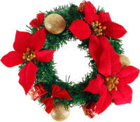 Casaria Kerstkrans Ø22, bloem, rood
