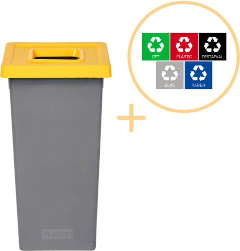 Plafor - Fit Prullenbak 75L - Recycling - Geel