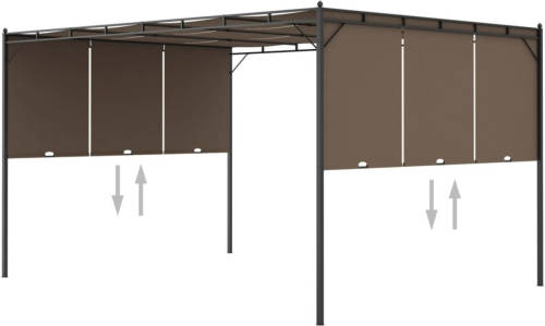 VidaXL Tuinprieel met zijgordijn 4x3x2,25 m taupe
