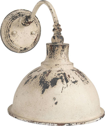 HAES deco - Wandlamp - Industrial - Vintage / Retro Lamp, 43x28x31 cm - Wit Metaal - Ronde Muurlamp, Sfeerlamp