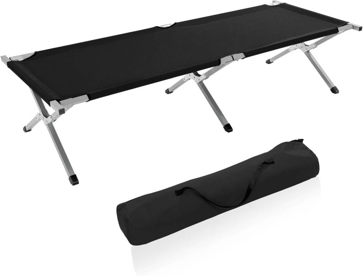 Tresko -XL campingbed- zwart- 210cm-veldbed--ligbed- logeerbed- opklapbed -150kg