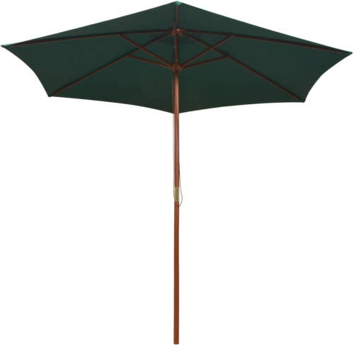 The Living Store Houten Parasol Groen - 270 x 270 cm - UV-Bestendig Polyester