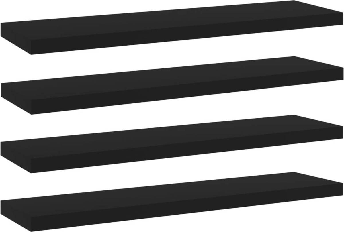 VidaXL Wandschappen 4 st 40x10x1,5 cm spaanplaat zwart