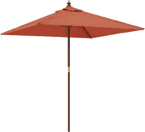 The Living Store Parasol - Terracotta - 198 x 198 x 231 cm - Hardhouten frame - Polyester hoes