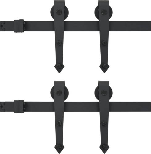 VidaXL Onderdelenset voor schuifdeur 2x183 cm staal zwart