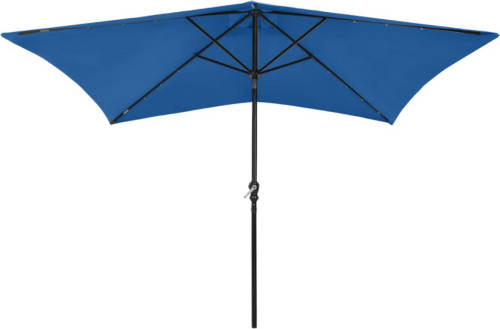 The Living Store Parasol Rechthoekig - 200 x 300 x 247 cm - Azuurblauw - UV-beschermend polyester - Gepoedercoat staal