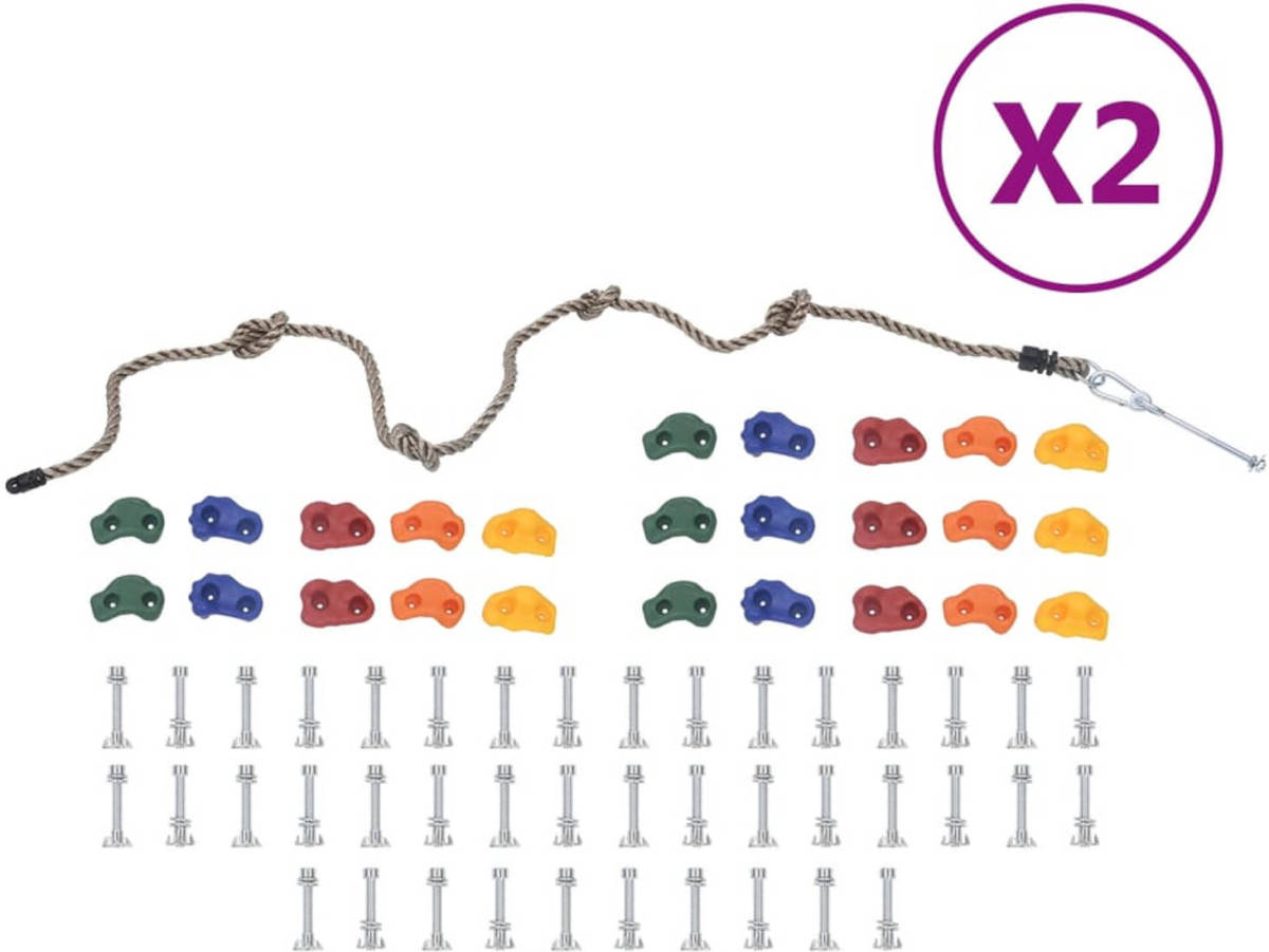 VidaXL Klimstenen 50 st met touw meerkleurig