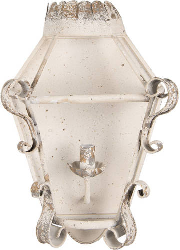 HAES deco - Wandlamp - Shabby Chic - Vintage / Retro Lamp, 33x18x49 cm - Gebroken wit Metaal - Muurlamp, Sfeerlamp