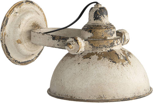 HAES deco - Wandlamp - Shabby Chic - Vintage / Retro Lamp, 30x21x18 cm - Beige/Bruin Metaal - Ronde Muurlamp, Sfeerlamp