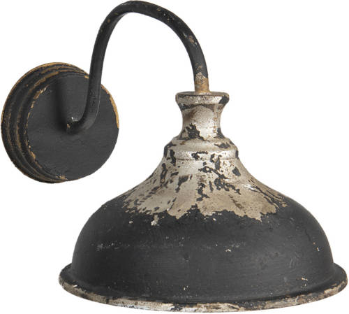 HAES deco - Wandlamp - Industrial - Vintage / Retro Lamp, 40x27x25 cm - Bruin/Grijs Metaal - Ronde Muurlamp, Sfeerlamp