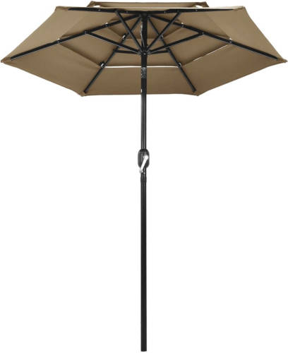 The Living Store parasol - 3-laags - 200 x 228 cm - UV-beschermend en anti-vervagend - Taupe