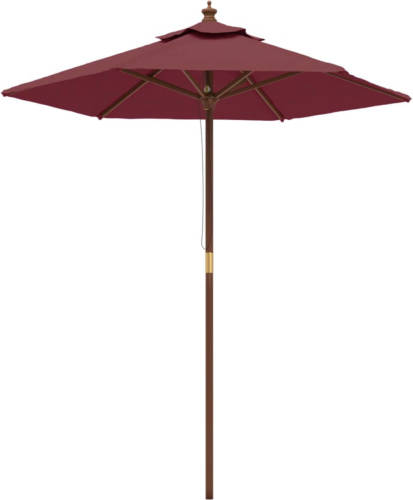 The Living Store Parasol Luxe - Bordeauxrood - 196x231 cm - Massief hardhout frame - Polyester hoes - Met ventilatie en