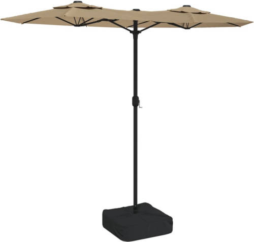 The Living Store Parasol Dubbel Taupe en Donkergrijs - 316x145x240cm - LED