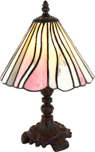 HAES deco - Tiffany Tafellamp Wit, Grijs, Roze Ø 20x34 cm Fitting E14 / Lamp max 1x25W