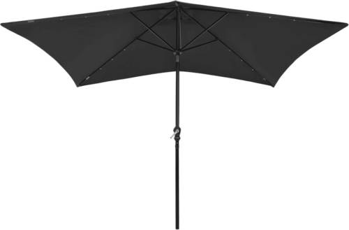 The Living Store parasol SolarLED - 200x300x247 cm - zwart polyester en staal