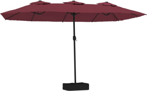 The Living Store Parasol Deluxe - Dubbel - Bordeauxrood/Donkergrijs - 449x265x245cm