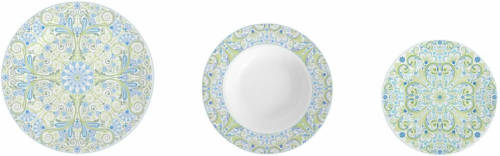 Serviesset DKD Home Decor Blauw Groen Blauwe en groene kleuren Porselein Arabisch 18 Onderdelen