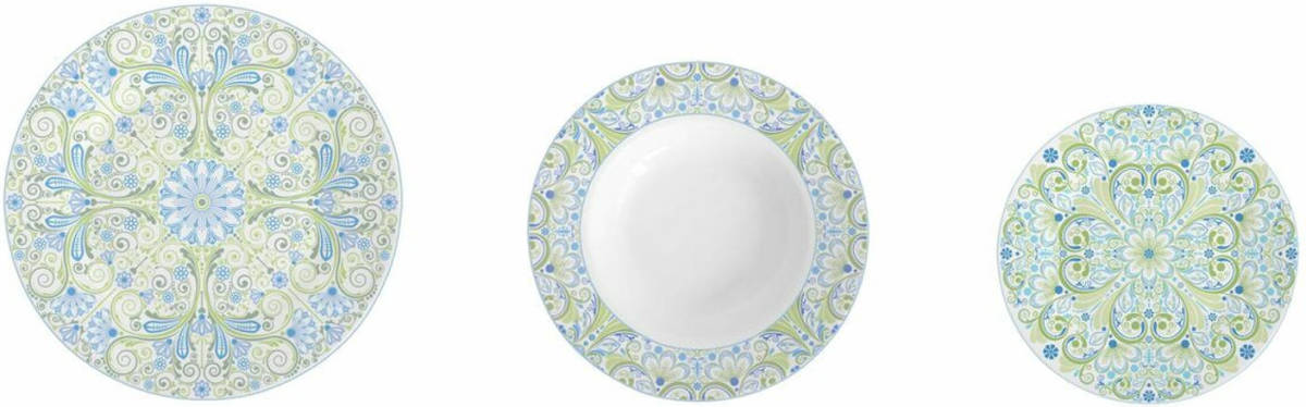 Serviesset DKD Home Decor Blauw Groen Blauwe en groene kleuren Porselein Arabisch 18 Onderdelen