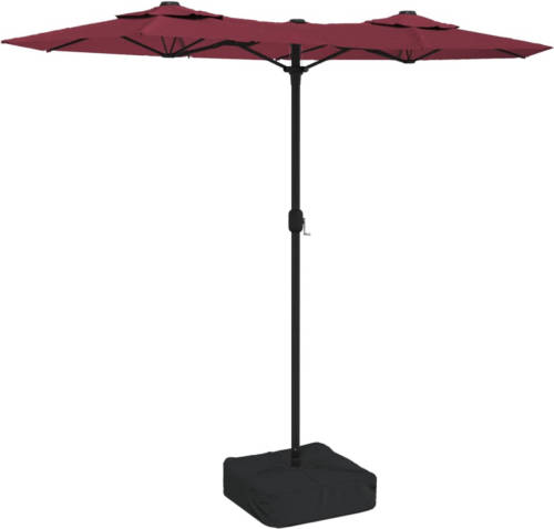 The Living Store Dubbele parasol - Bordeauxrood/donkergrijs - 316x145x240cm - UV-bescherming - Sterk frame