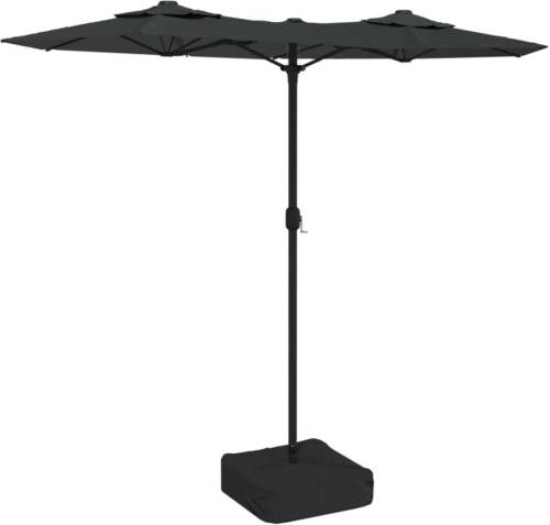 The Living Store Dubbele Parasol Antraciet en Donkergrijs - 316x145x240cm - UV-beschermend Polyester - Sterk Ijzeren