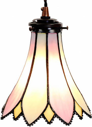 HAES deco - Hanglamp Tiffany Roze, Beige Ø 15x115 cm E14/max 1x40W