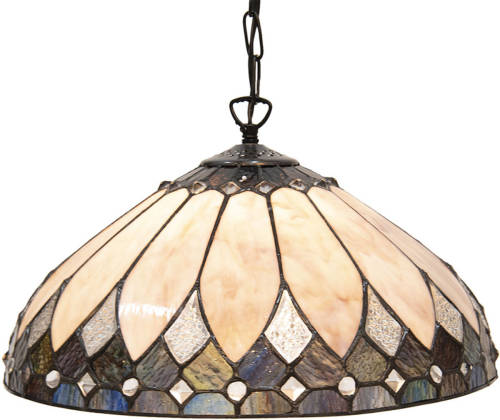 HAES deco - Hanglamp Tiffany Beige, Bruin Ø 40x95 cm E27/max 1x60W