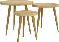 VidaXL 3-delige Bijzettafelset MDF en ijzer lichtbruin